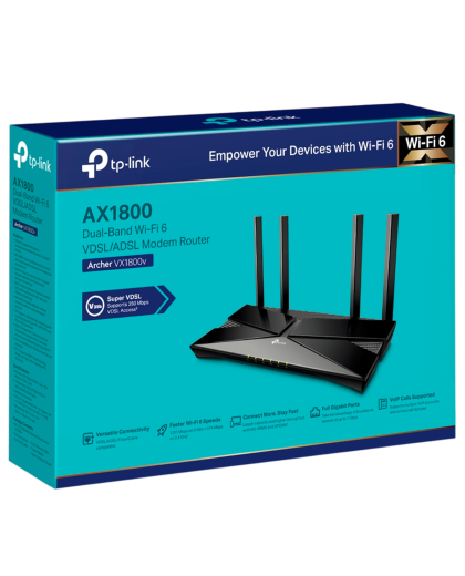 TP-Link Archer VX1800v / AX1800 Беспроводной гигабитный маршрутизатор со встроенным модемом VDSL/ADSL2+