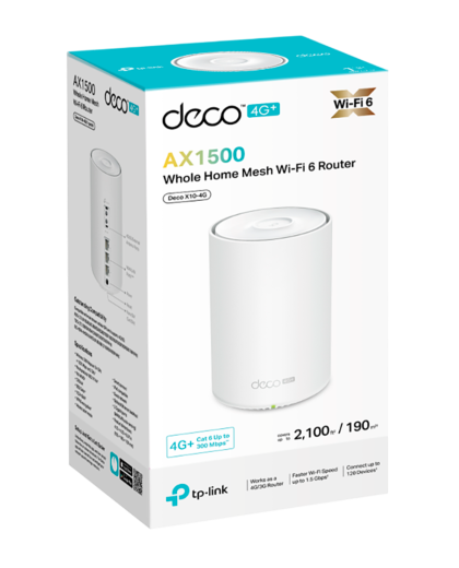 TP-Link Deco X10-4G (1-pack) / AX1500 Маршрутизатор Mesh-системы Wi-Fi 6 с 4G+ модемом