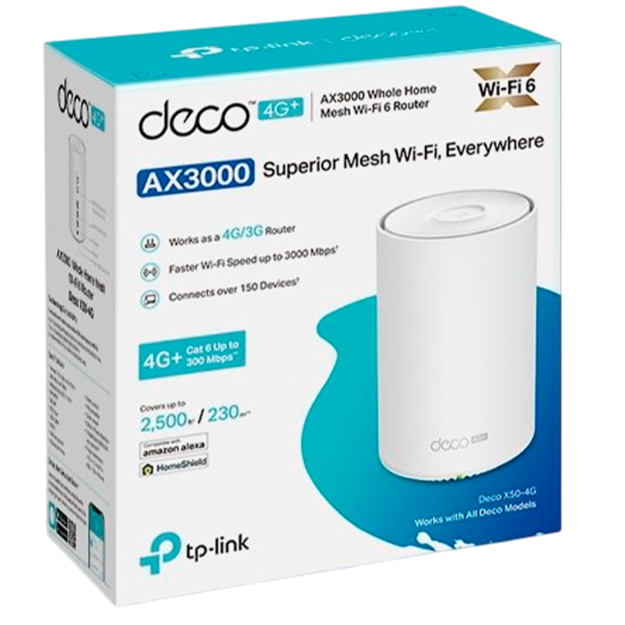TP-Link Deco X50-4G (1-pack) / AX3000 Mesh-модуль Wi-Fi 6 со встроенным модемом 4G+ LTE