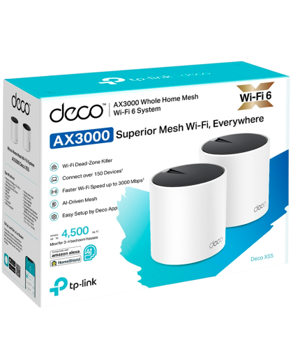 TP-Link Deco X55 (2-pack) / AX3000 Гигабитная домашняя Mesh-система Wi-Fi 6