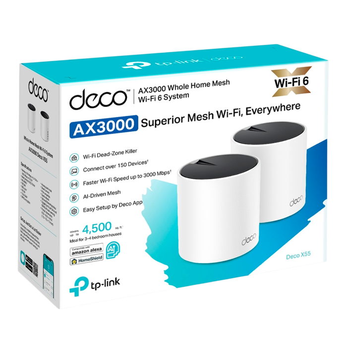 TP-Link Deco X55 (2-pack) / AX3000 Гигабитная домашняя Mesh-система Wi-Fi 6