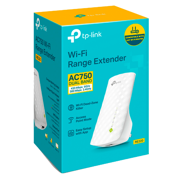 TP-Link RE200 / AC750 Двухдиапазонный усилитель сигнала Wi-Fi 5 с поддержкой Mesh