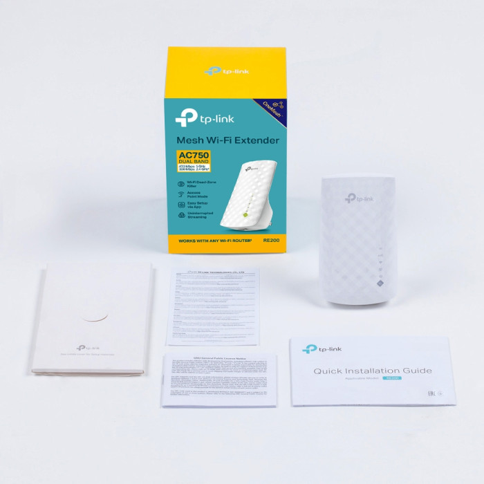 TP-Link RE200 / AC750 Двухдиапазонный усилитель сигнала Wi-Fi 5 с поддержкой Mesh