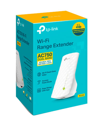 TP-Link RE220 / AC750 Двухдиапазонный усилитель сигнала Wi-Fi 5 с поддержкой Mesh