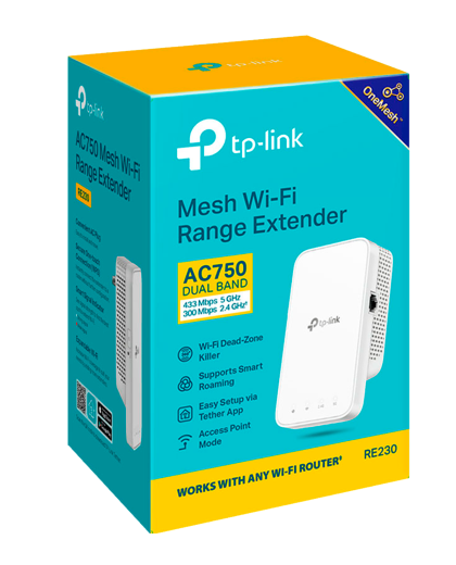 TP-Link RE230 / AC750 Двухдиапазонный усилитель сигнала Wi-Fi 5 с поддержкой Mesh