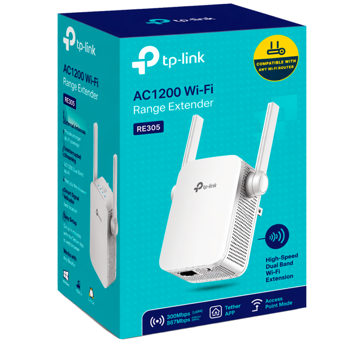 TP-Link RE305 / AC1200 Двухдиапазонный усилитель сигнала Wi-Fi 5 с поддержкой Mesh
