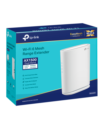 TP-Link RE500XD / AX1500 Двухдиапазонный усилитель сигнала Wi-Fi 6 с поддержкой Mesh