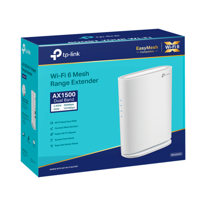 TP-Link RE500XD / AX1500 Двухдиапазонный усилитель сигнала Wi-Fi 6 с поддержкой Mesh