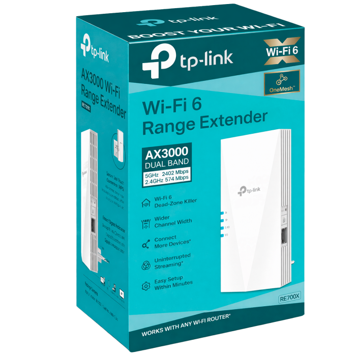 TP-Link RE700X / AX3000 Двухдиапазонный усилитель сигнала Wi-Fi 6 с поддержкой Mesh