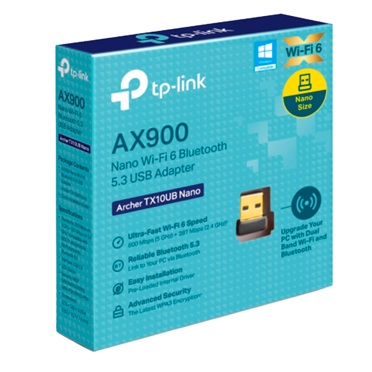 TP-Link Archer TX10UB Nano / AX900 Двухдиапазонный беспроводной nano USB-адаптер Wi-Fi 6 с поддержкой Bluetooth 5.3