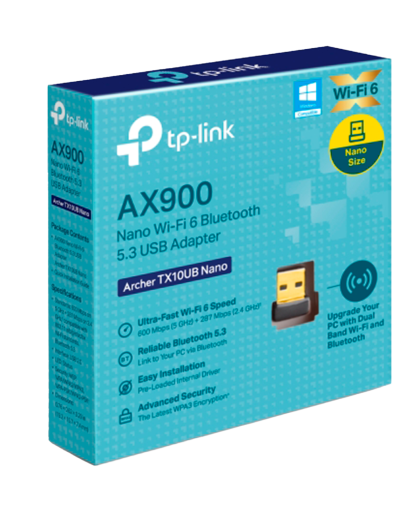 TP-Link Archer TX10UB Nano / AX900 Двухдиапазонный беспроводной nano USB-адаптер Wi-Fi 6 с поддержкой Bluetooth 5.3