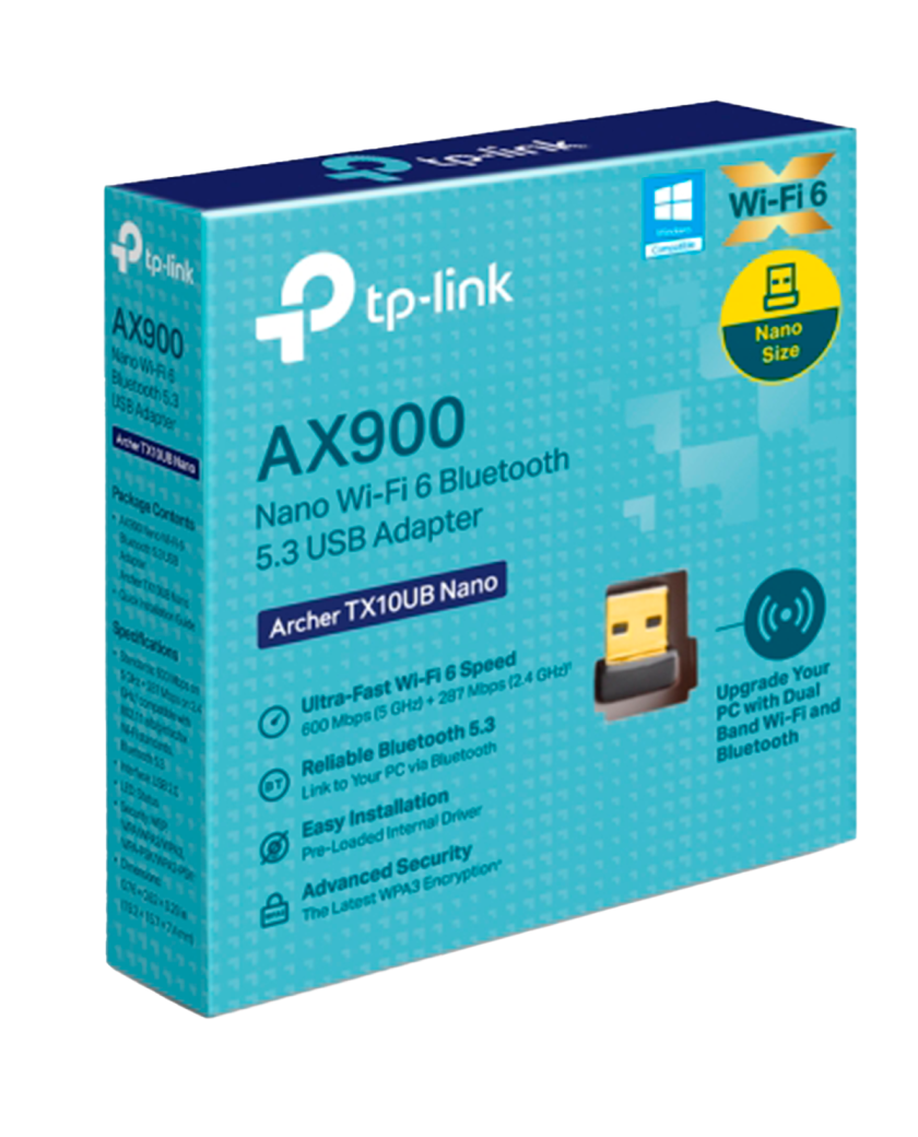 TP-Link Archer TX10UB Nano / AX900 Двухдиапазонный беспроводной nano USB-адаптер Wi-Fi 6 с поддержкой Bluetooth 5.3