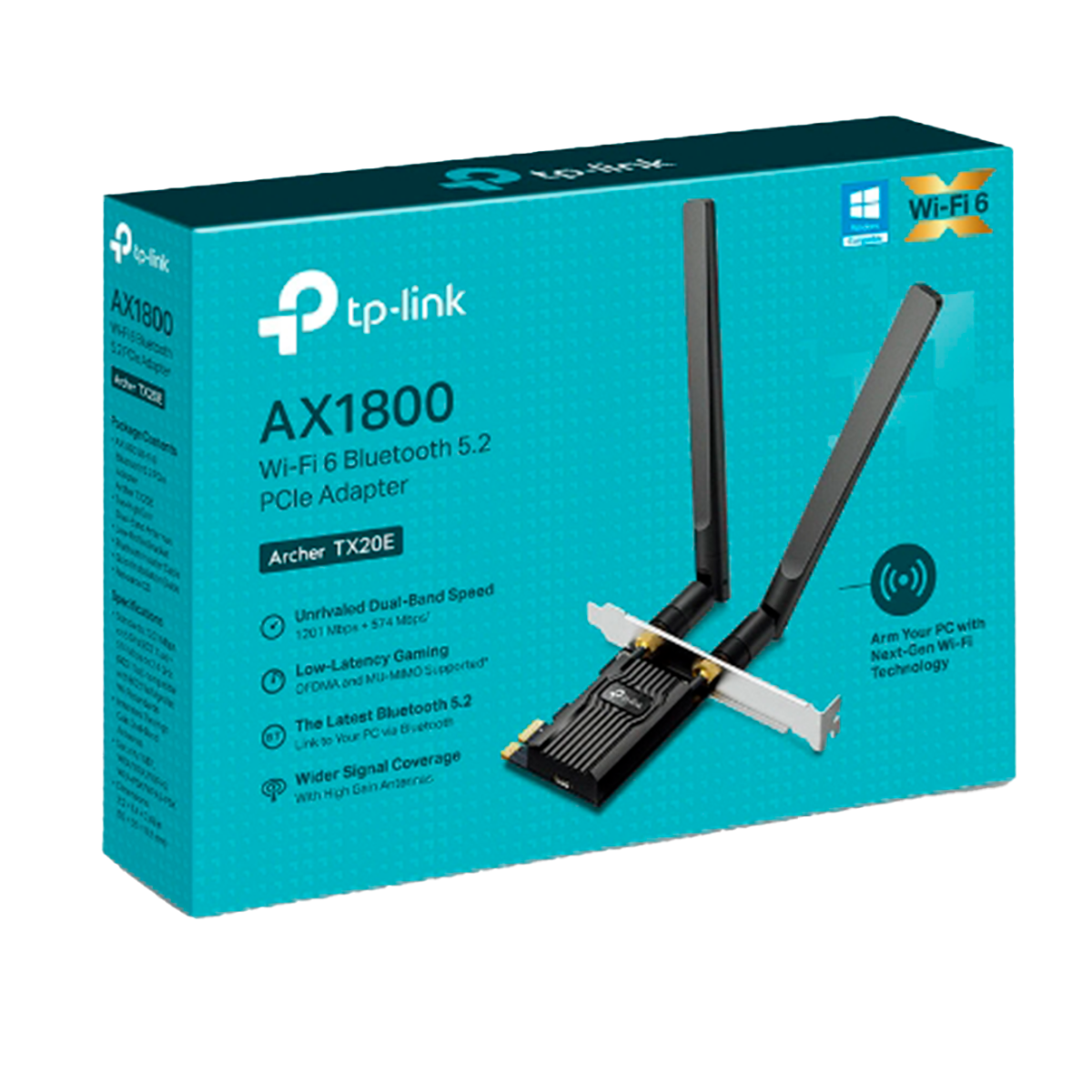 TP-Link Archer TX20E / AX1800 Двухдиапазонный беспроводной PCI Express адаптер Wi-Fi 6 с поддержкой Bluetooth 5.0