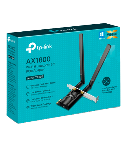 TP-Link Archer TX20E / AX1800 Двухдиапазонный беспроводной PCI Express адаптер Wi-Fi 6 с поддержкой Bluetooth 5.0