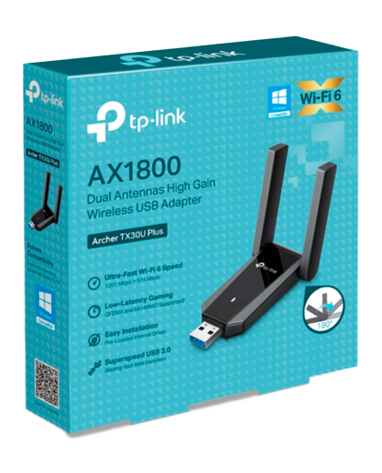 TP-Link Archer TX30U Plus / AX1800 Двухдиапазонный беспроводной USB-адаптер высокого усиления Wi-Fi 6