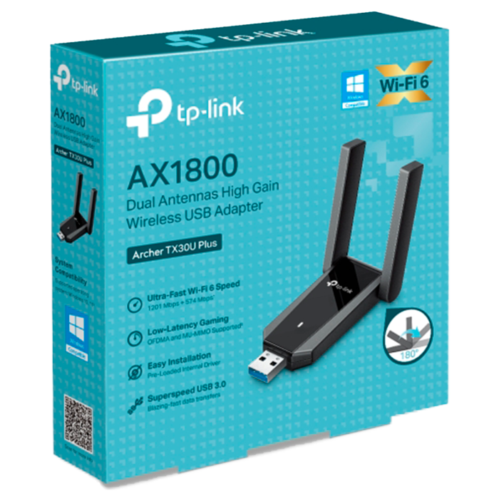 TP-Link Archer TX30U Plus / AX1800 Двухдиапазонный беспроводной USB-адаптер высокого усиления Wi-Fi 6
