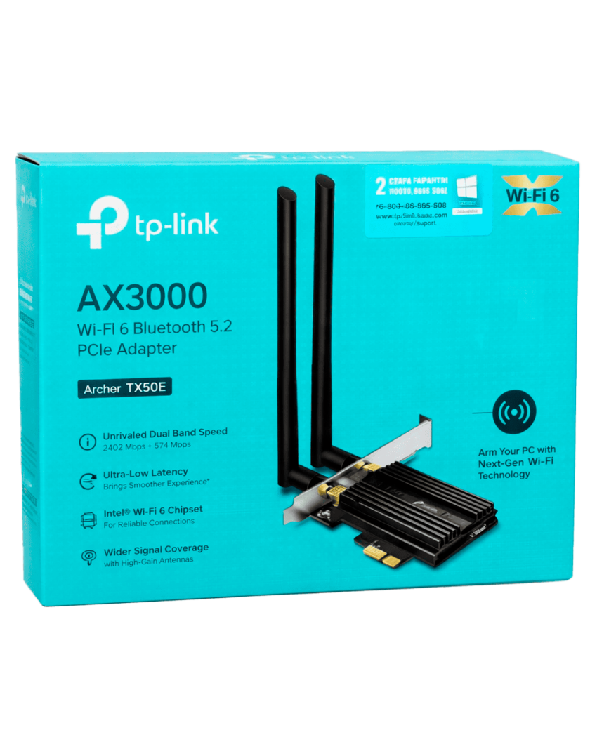 TP-Link Archer TX50E / AX3000 Двухдиапазонный беспроводной PCI Express-адаптер Wi-Fi 6 с поддержкой Bluetooth 5.0