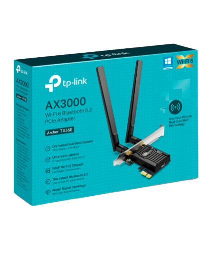 TP-Link Archer TX55E / AX3000 Двухдиапазонный беспроводной PCI Express адаптер Wi-Fi 6 с поддержкой Bluetooth 5.2