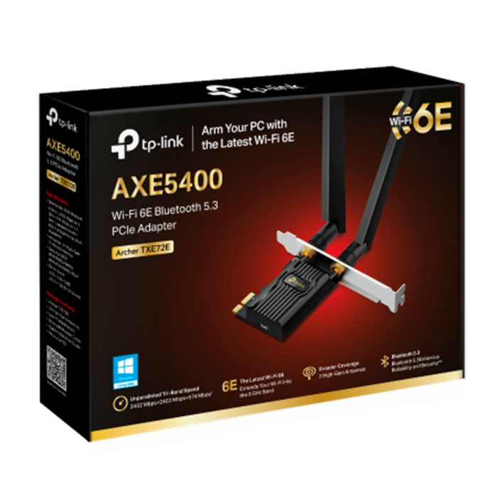 TP-Link Archer TXE72E / AXE5400 Трехдиапазонный беспроводной PCI Express адаптер Wi-Fi 6E с поддержкой Bluetooth 5.3