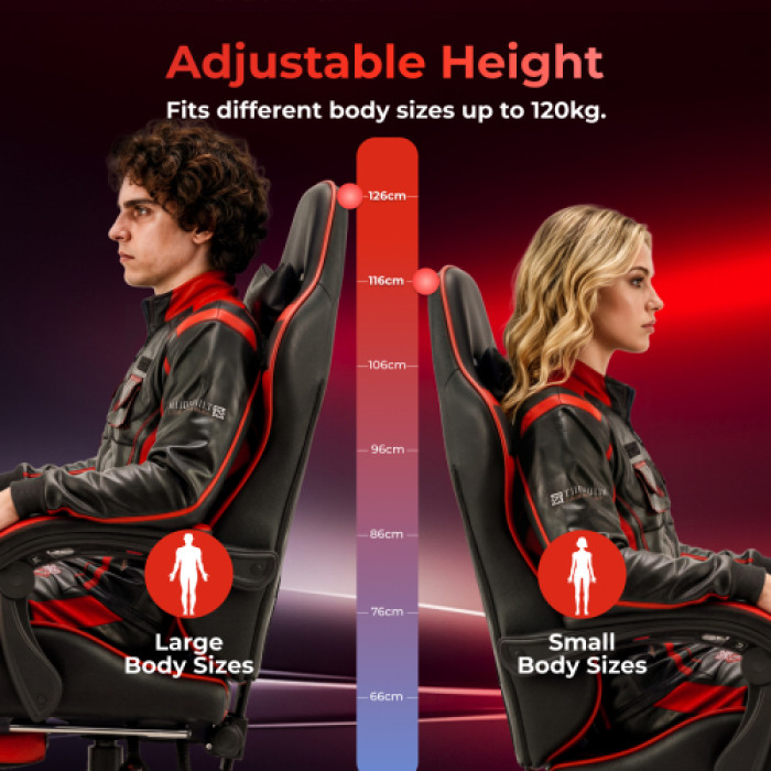 Кресло игровое LUMI CH06-12-04 Gaming Chair с подставкой для ног / Red-Black